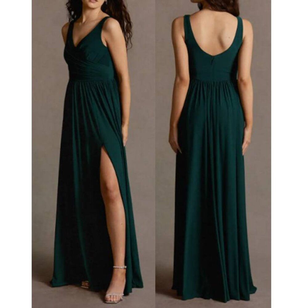 Women's Elegant Luxe Knit Formal Maxi Dress Tina Party Forest Green Size 8